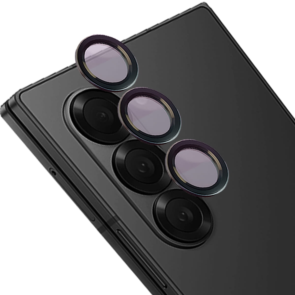 Szkło hartowane na aparat Bizon Glass Snap Lens do Galaxy Z Fold6, 1 zestaw, czarna ramka