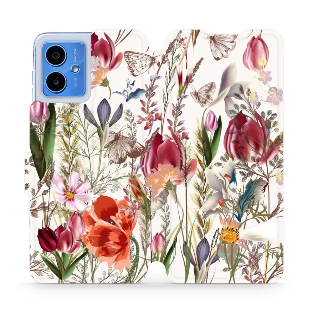 Etui z klapką do Motorola Moto G14, Mobiwear Book, bukiet kwiatów