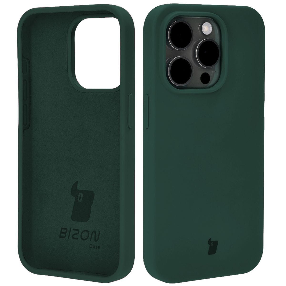 Etui silikonowe Bizon Soft Case do iPhone 15 Pro, ciemnozielone