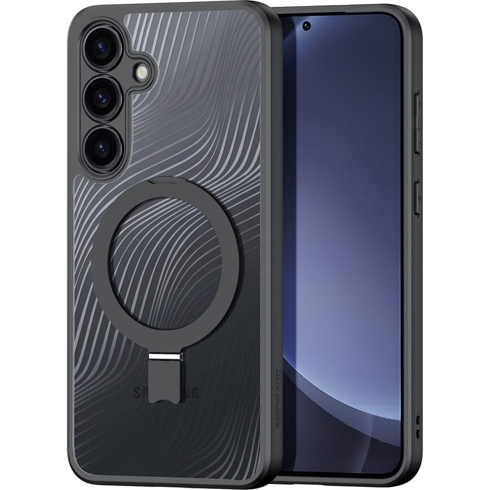 Etui Dux Ducis Aimo Mag Magnetic Stand do Galaxy S25, przezroczyste z czarną ramką