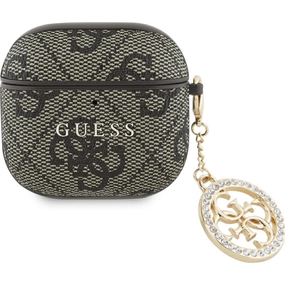 Etui Guess 4G Strass Charm Case AirPods 4,  brązowe