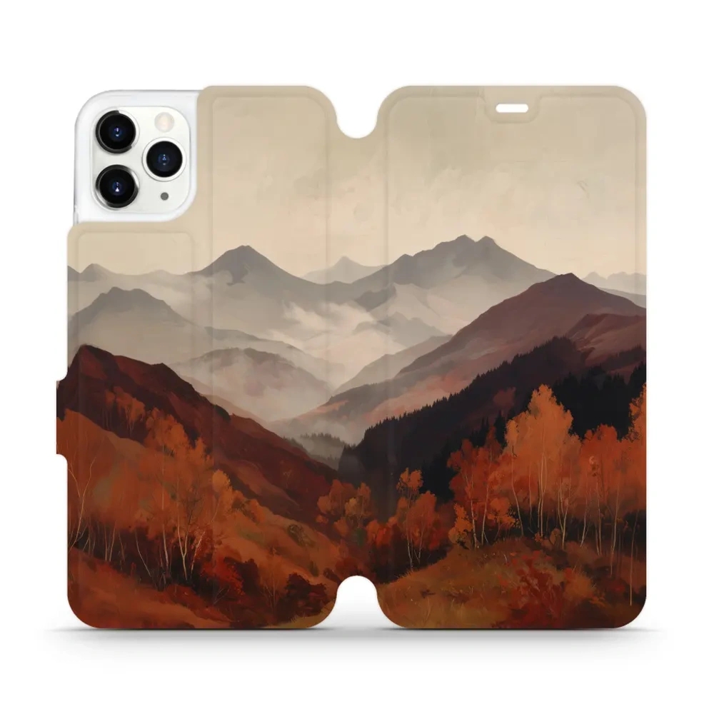Etui z klapką do iPhone 11 Pro Max, Mobiwear Book, mglista dolina w górach