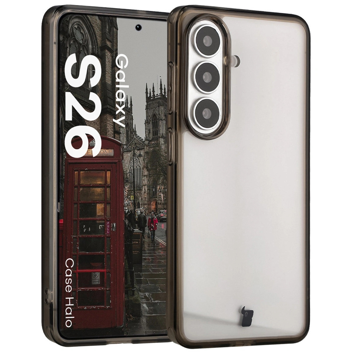 Etui Bizon Case Halo do Galaxy S26, przydymione-czarne
