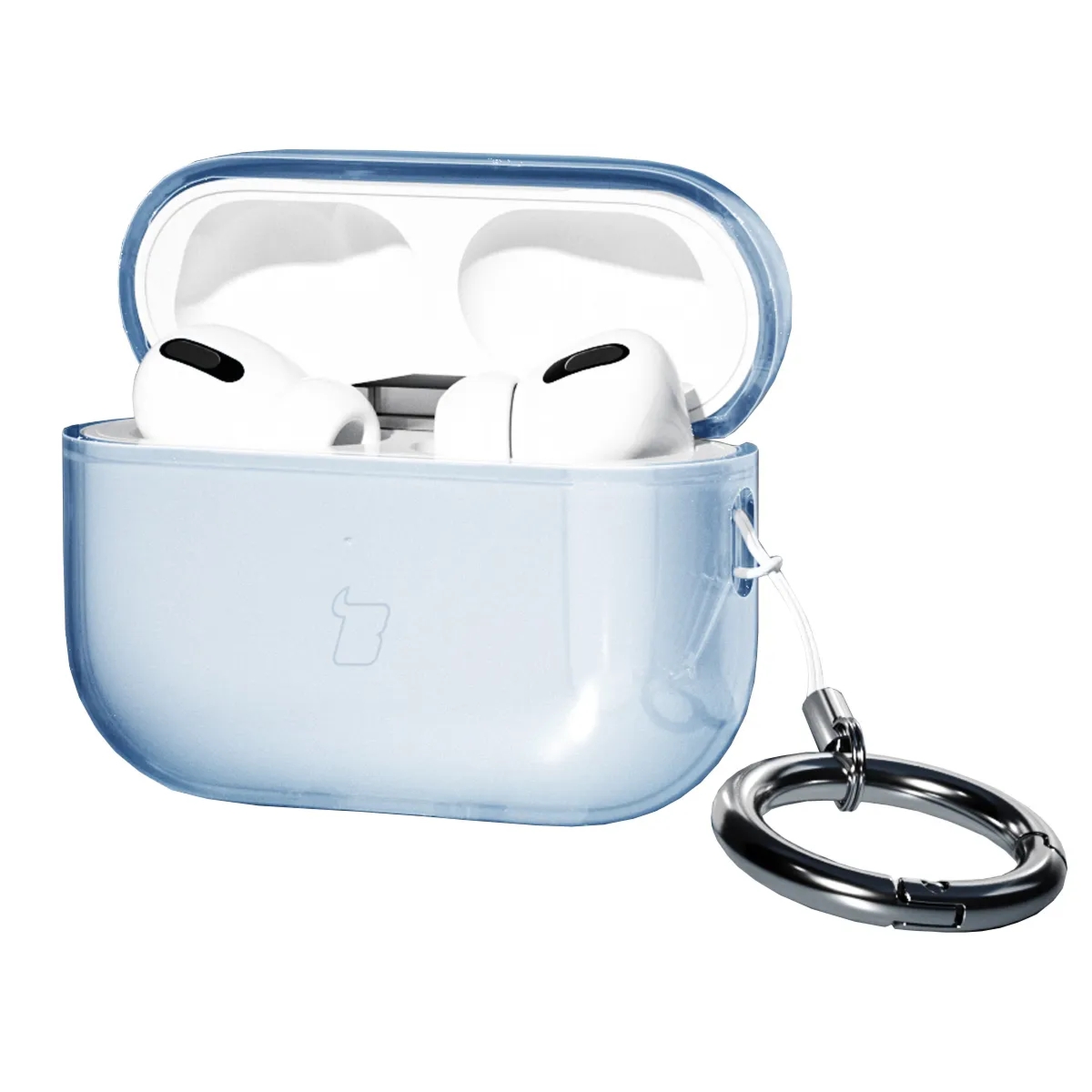 Elastyczne etui z karabińczykiem Bizon Case Headphone Clear do AirPods Pro 3, przeźroczysto-niebieskie
