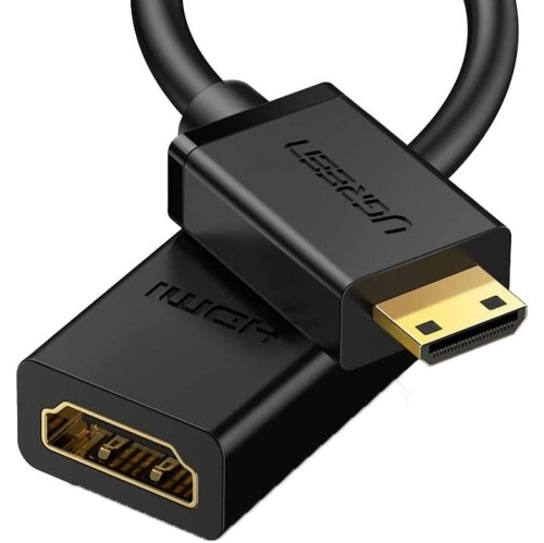 Image of Kabel przejściówka HDMI (żeński) - mini HDMI (męski) Ugreen adapter, 4k 60Hz, 10 Gbps, 22 cm, czarny