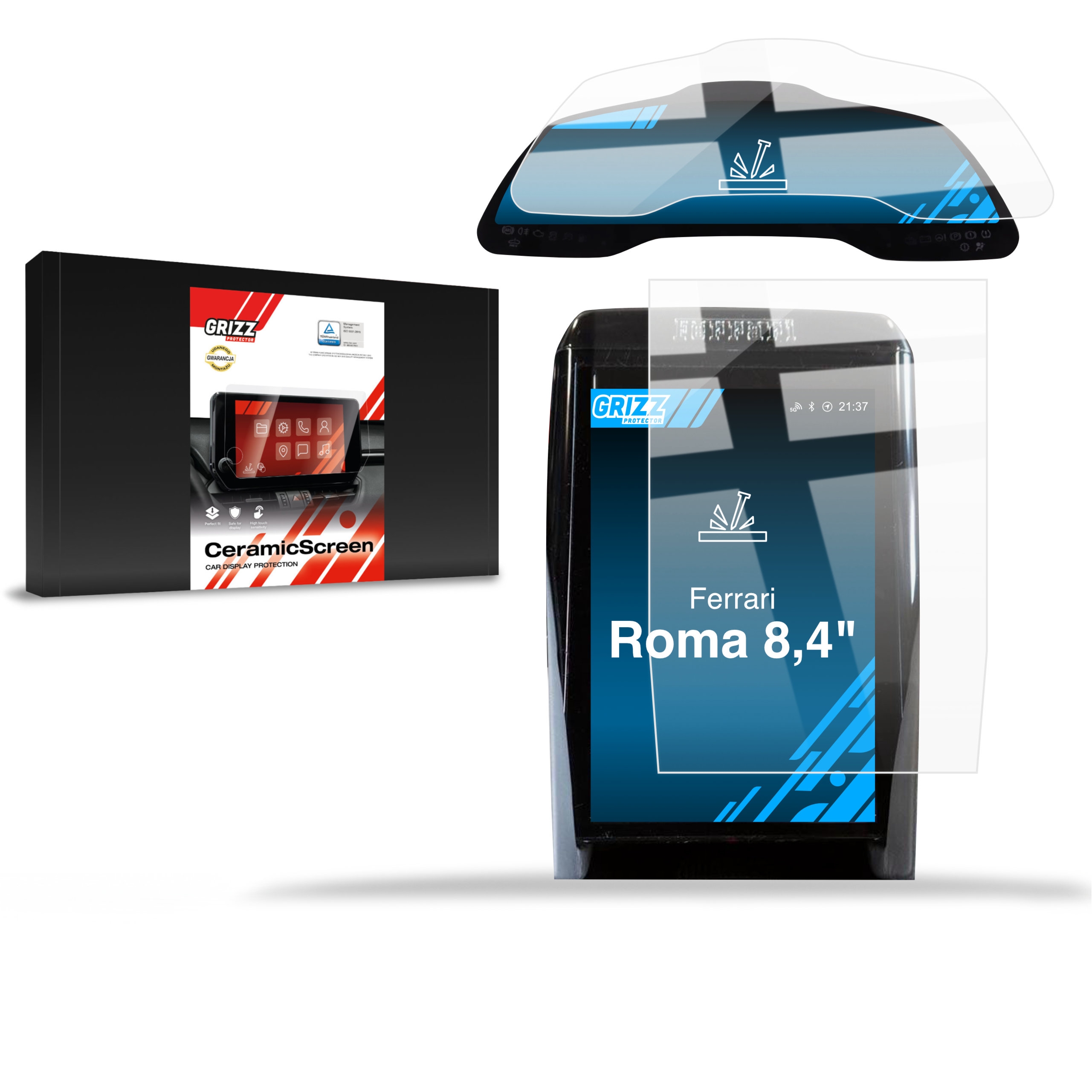 2w1 Folia ceramiczna Grizz Protector na ekran Ferrari Roma 8,4″ (2020-2026)