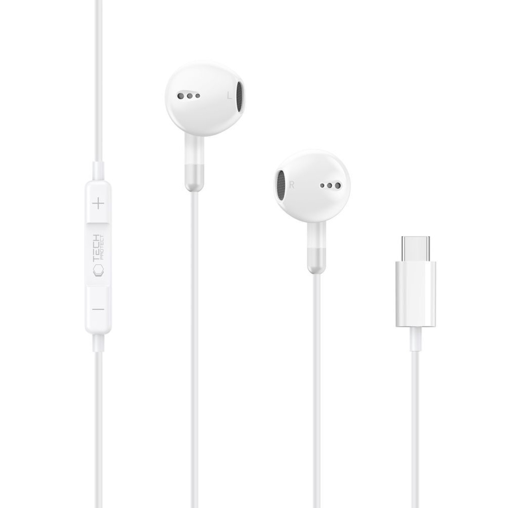 OUTLET: Słuchawki przewodowe douszne Tech-Protect UltraBoost Core G4, USB-C, 1,2 m, białe