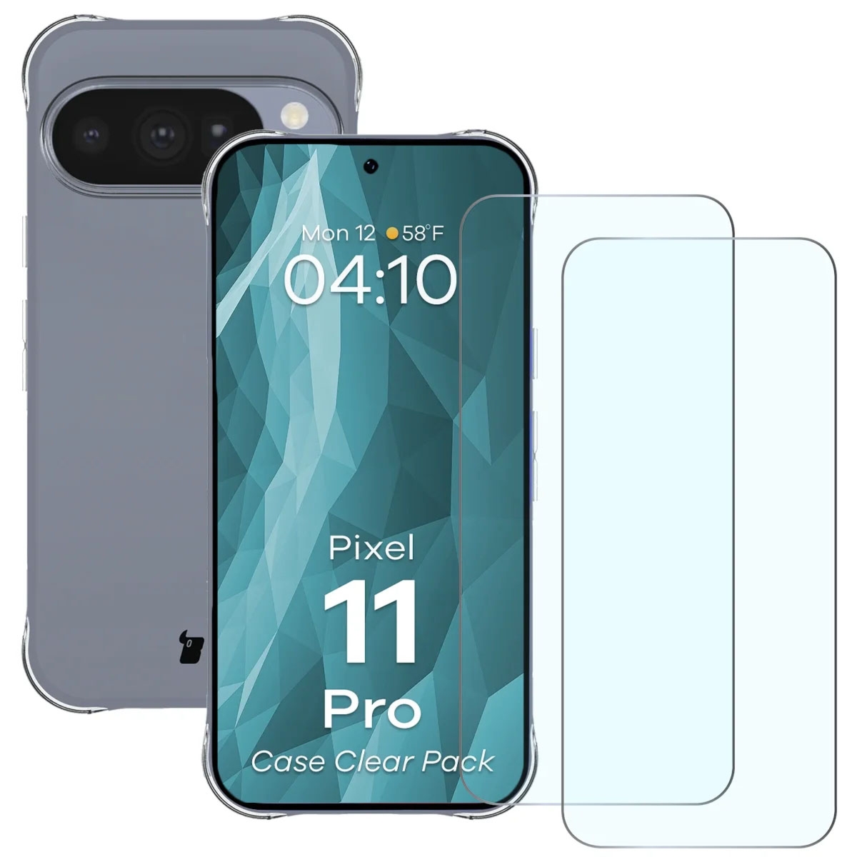 Elastyczne etui + 2x szkło hartowane Bizon Case Clear Pack do Google Pixel 11 Pro