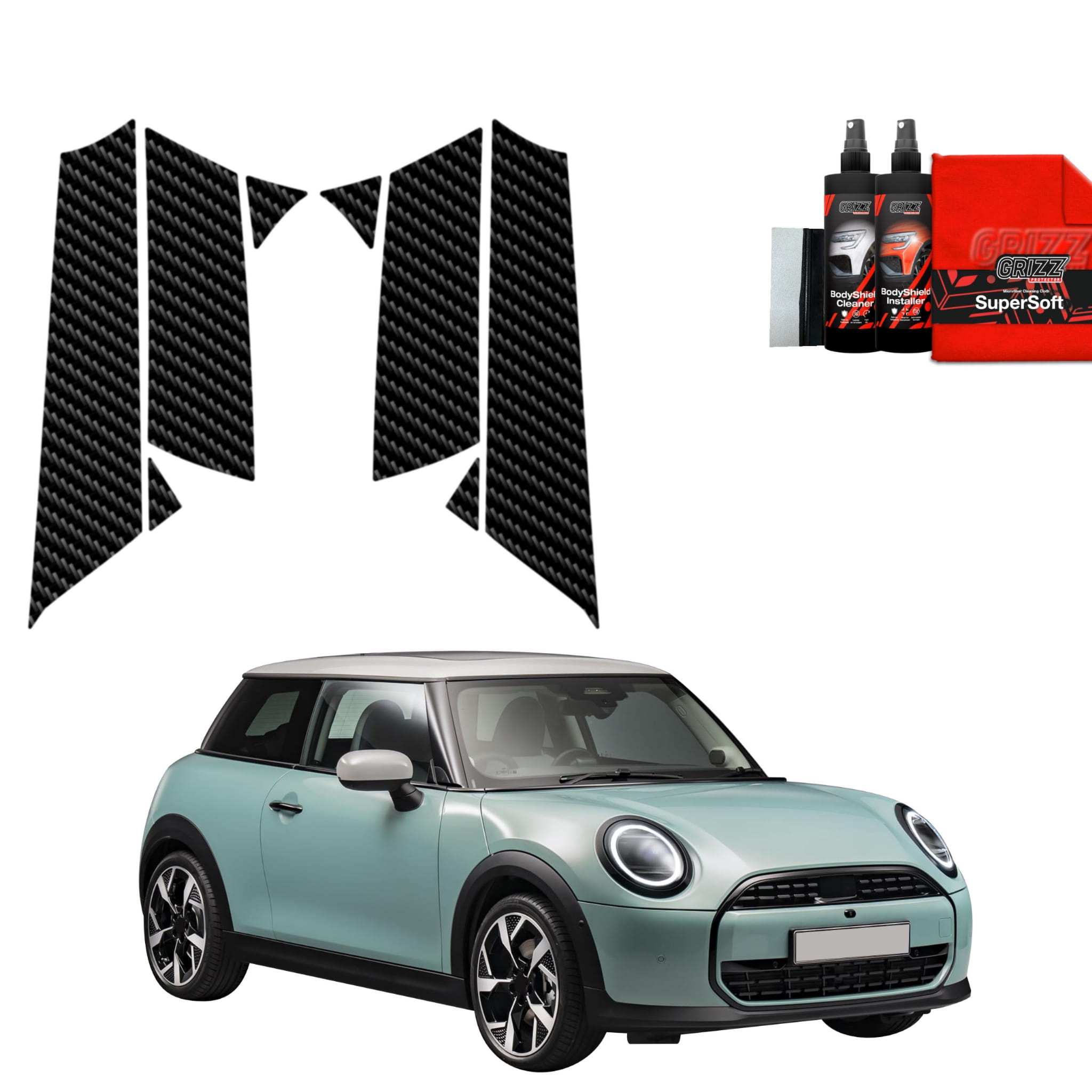 8w1 Folia karbonowa Grizz Protector na słupki do Mini Cooper S (2023-2026)