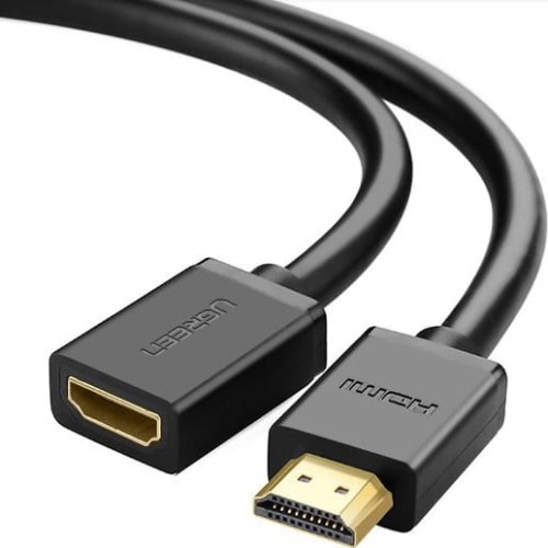 Image of Kabel / przedłużacz HDMI (żeński) - HDMI (męski) Ugreen 4k, 340 Mhz, 10,2 Gbps, audio, ethernet, 0,5 m, czarny