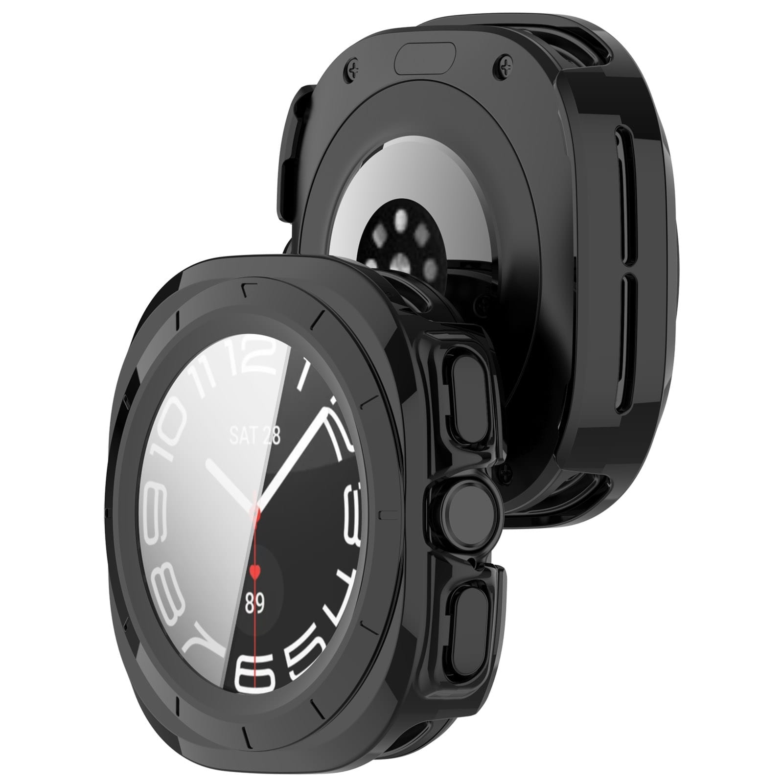 Etui ze szkłem do zegarka Bizon Case Watch Adamo do Galaxy Watch Ultra 2 / Ultra, czarne