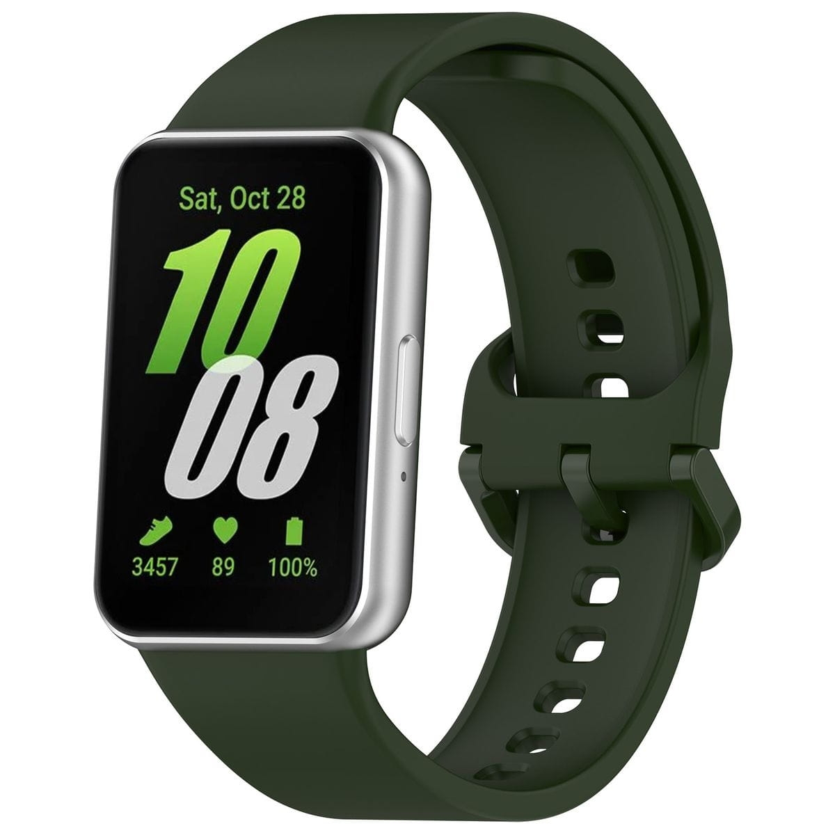 Image of Pasek Bizon Strap Watch Silicone do Galaxy Fit 3, ciemnozielony