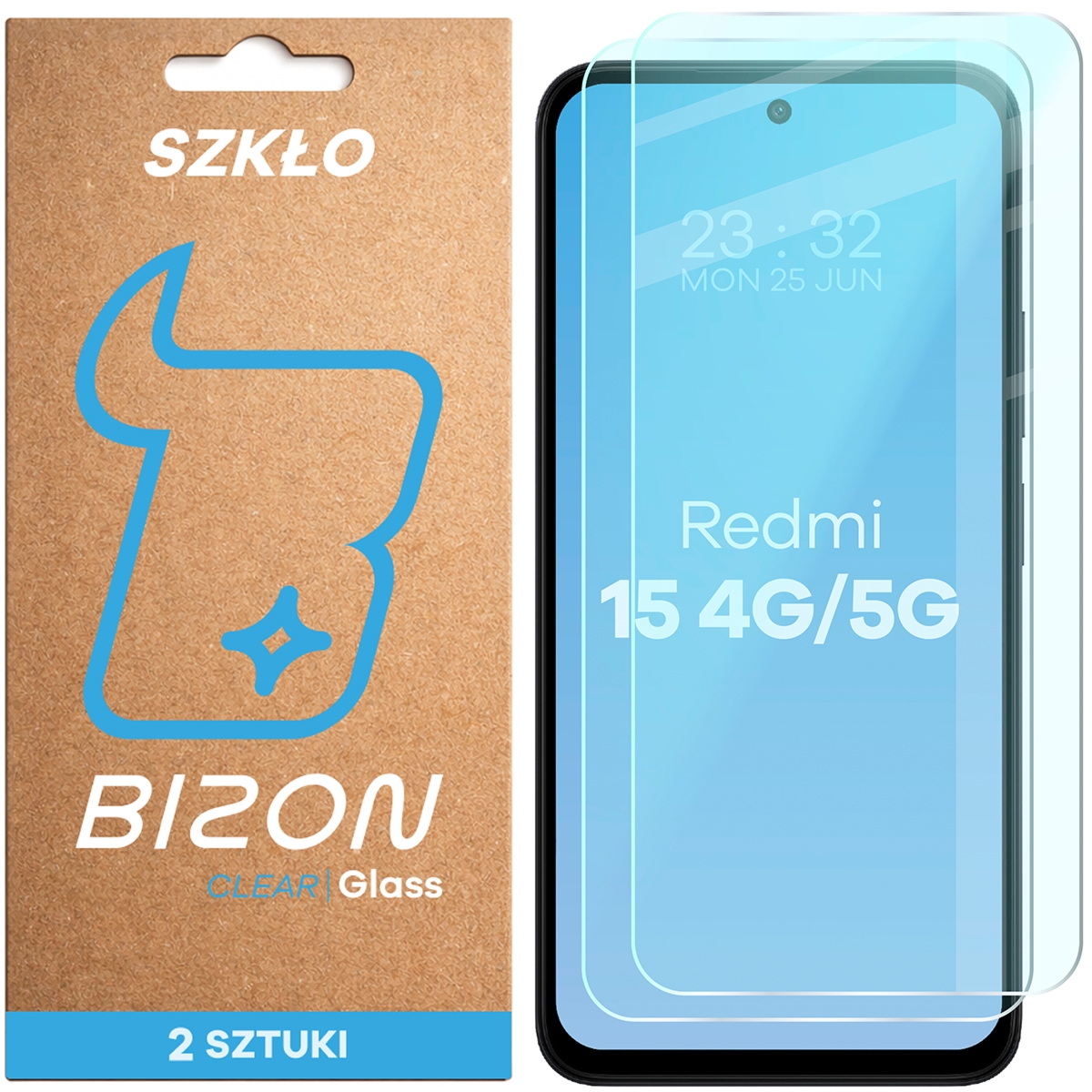 Szkło hartowane Bizon Glass Clear Duo do Xiaomi Redmi 15 4G / 5G, 2 sztuki