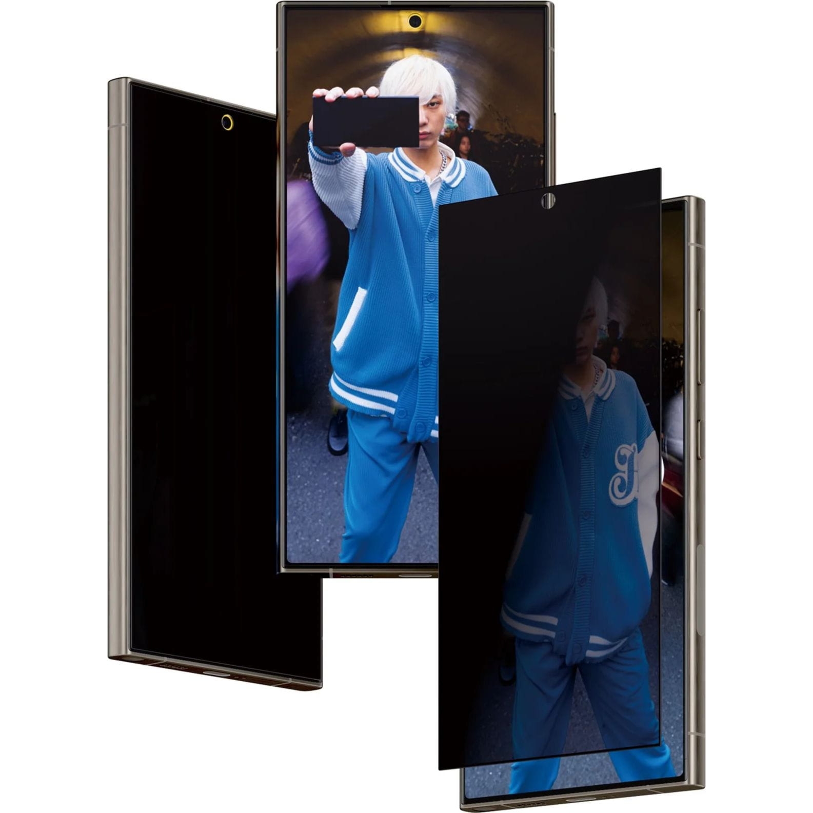 Szkło hartowane na cały ekran PanzerGlass Ultra-Wide Fit Privacy + EasyAligner do Galaxy S24 Ultra, przyciemniane z czarną ramką