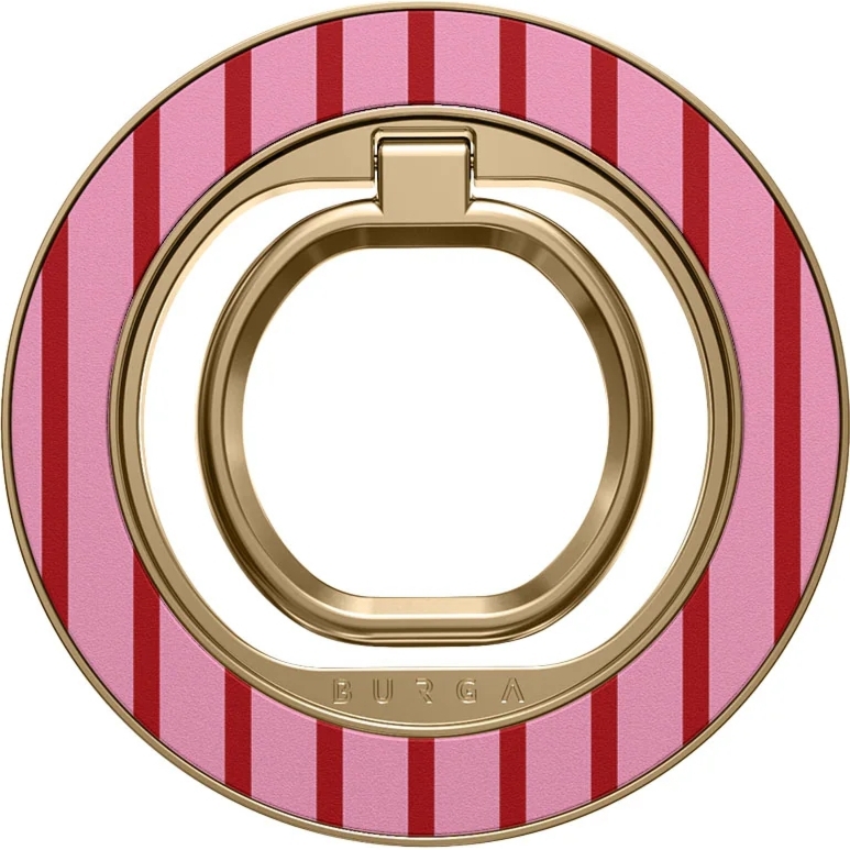Magnetyczny ring / uchwyt na telefon / na palec / stojak Burga Magnetic Ring Holder Happy Hour, złoty w różowy wzór w paski