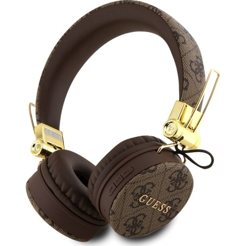 Image of Bezprzewodowe słuchawki nauszne Guess 4G Metal Logo Bluetooth, brązowe