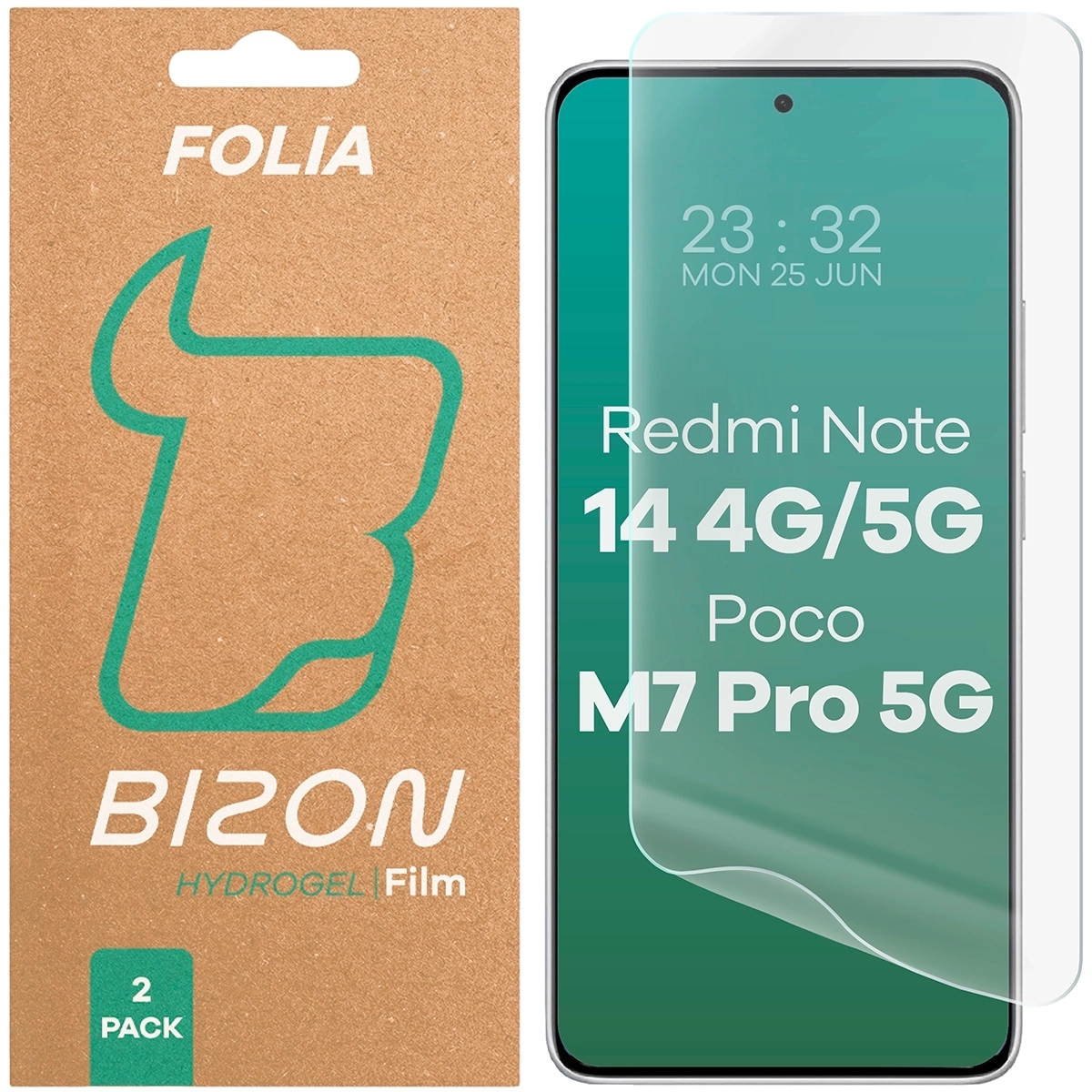 Image of Folia hydrożelowa na ekran Bizon Glass Hydrogel Front Duo do Honor 400 Lite, 2 sztuki