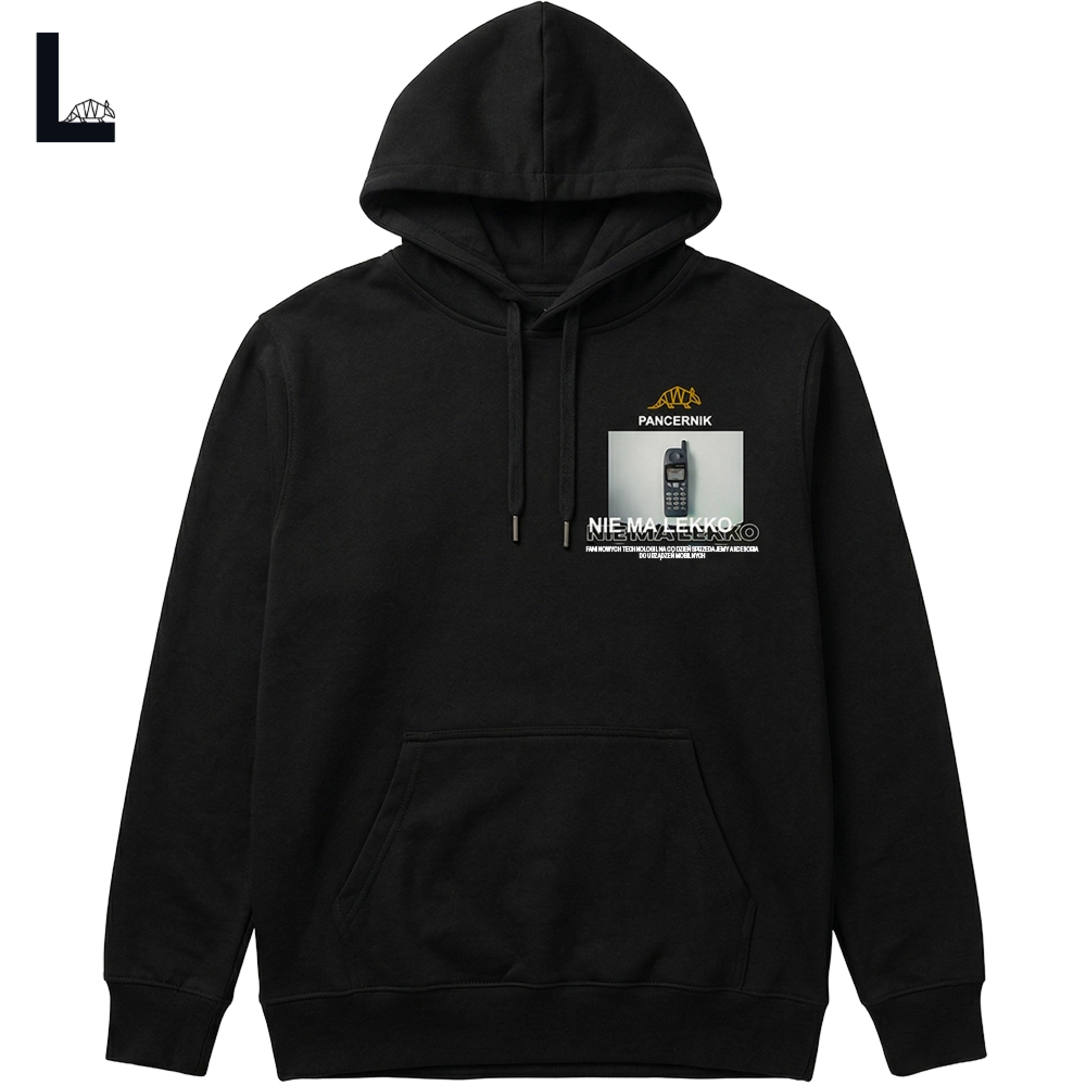 Bluza z kapturem, hoodie Pancernik Retro (nie ma lekko), czarna L