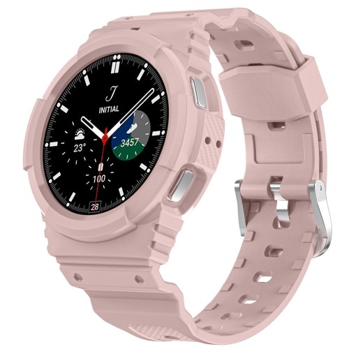 Image of Etui z paskiem Bizon Strap + Case Watch Action do Galaxy Watch 4 / 5 44 mm, jasnoróżowe