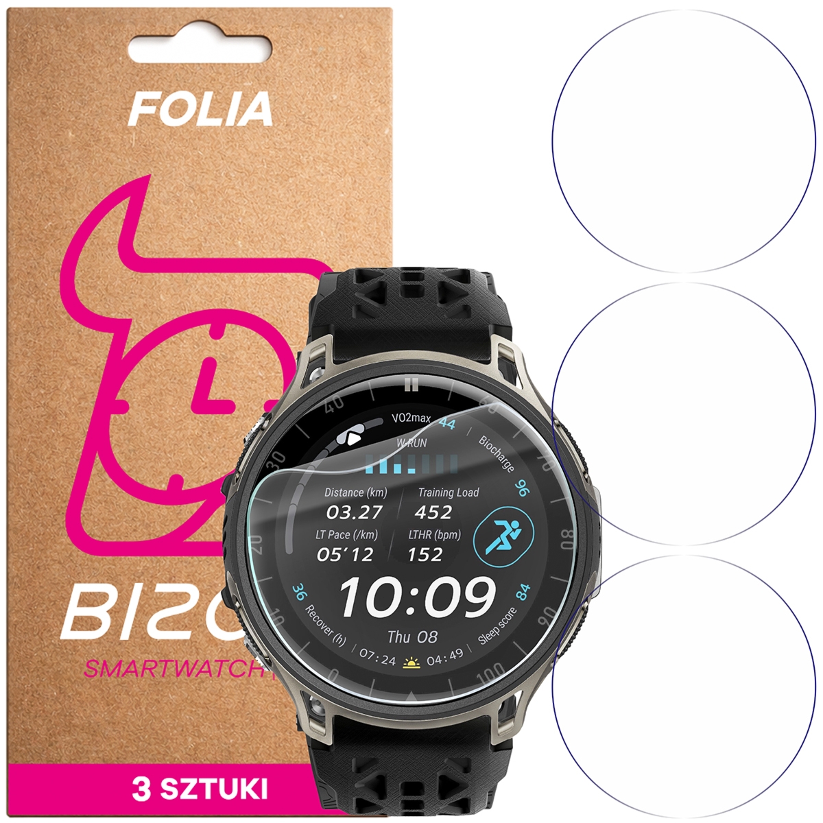Folia ochronna na ekran zegarka Bizon Watch Film HydroFlex do Amazfit Cheetah 2 Ultra, 3 sztuki