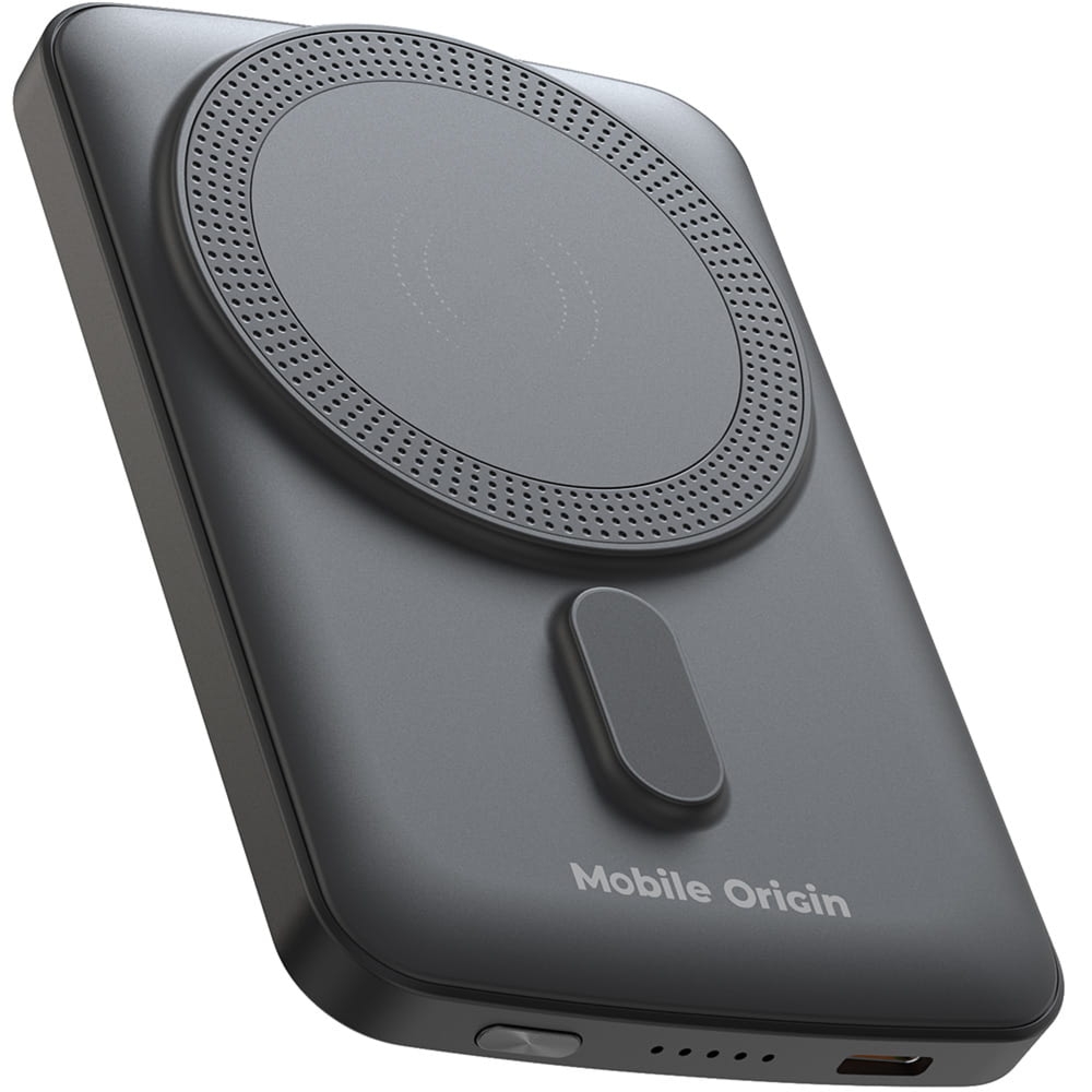 Powerbank indukcyjny Mobile Origin Wireless Magnetic PB10, do MagSafe, 1x USB-C, PD 20W, 5000mAh  + kabel USB-C, czarny