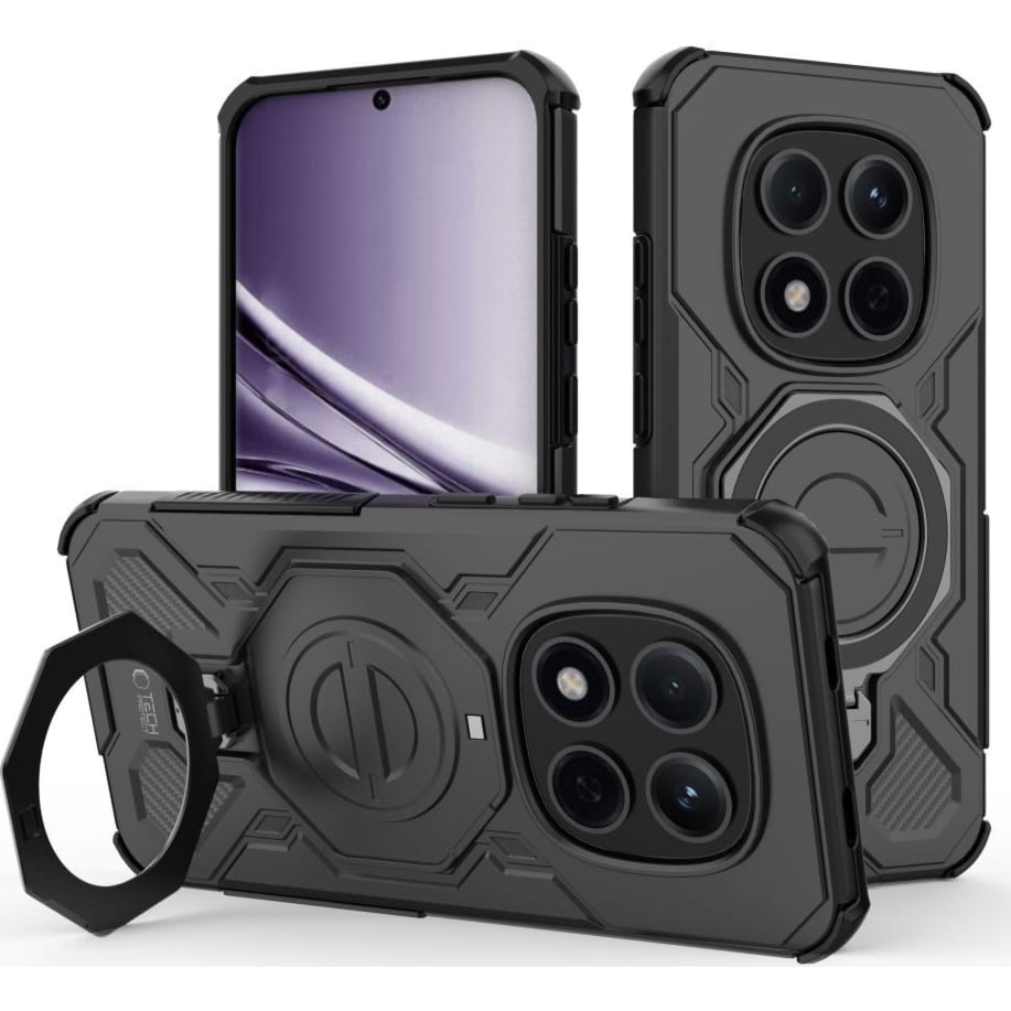 OUTLET: Etui z podstawką Tech-Protect TacticStand do MagSafe do Xiaomi Redmi Note 15 Pro 5G, matowe czarne