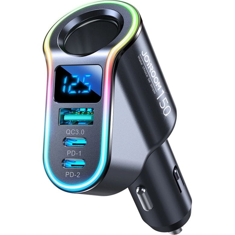 Ładowarka samochodowa 4w1 Joyroom JR-CL21 150W, USB-A/2x USB-C PD/QC 3.0, czarna