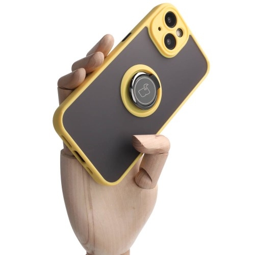 Image of Etui Bizon Case Hybrid Ring do iPhone 14, żółte
