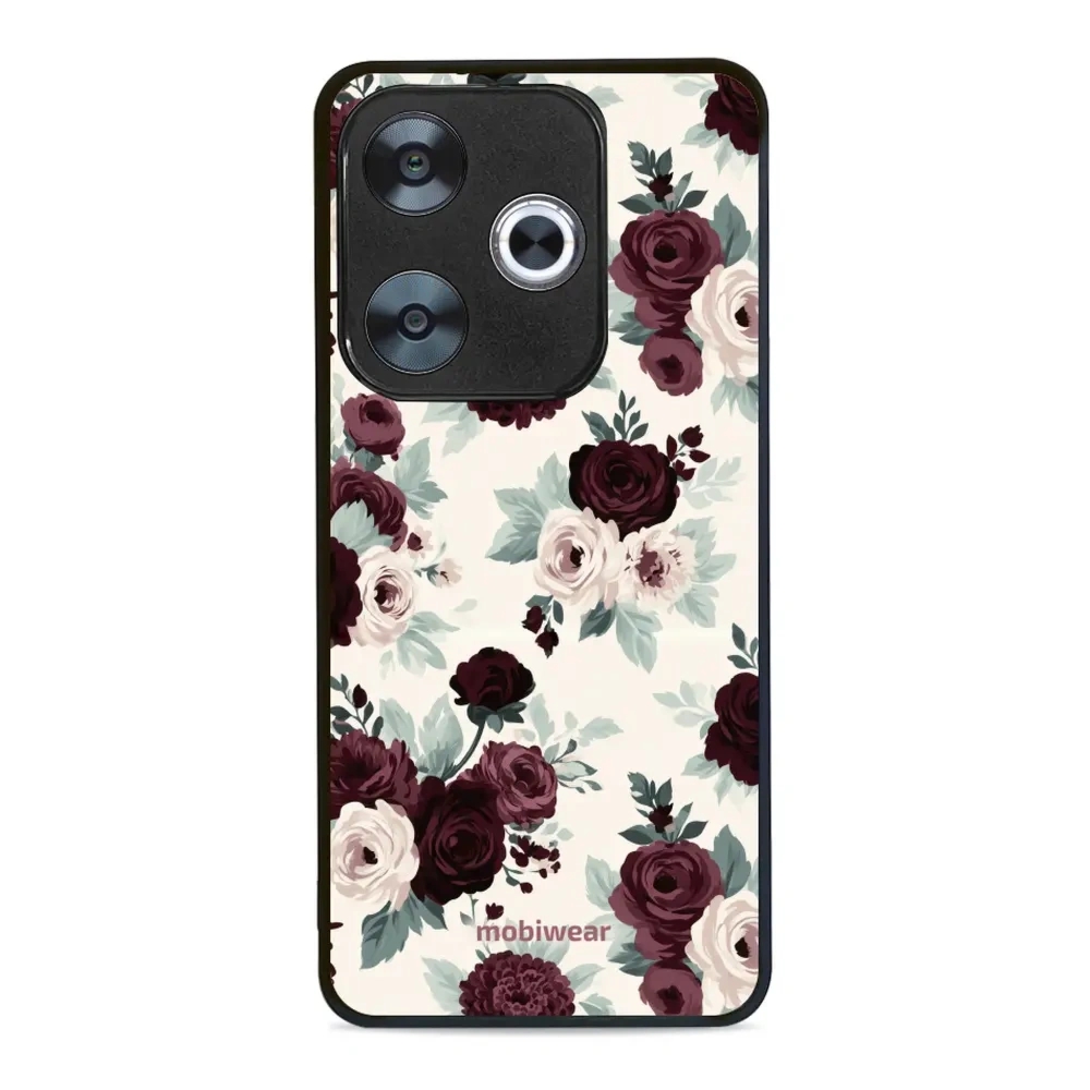 Etui ochronne do Xiaomi POCO F6, Mobiwear Glossy Case, róże z szałwią na kremie