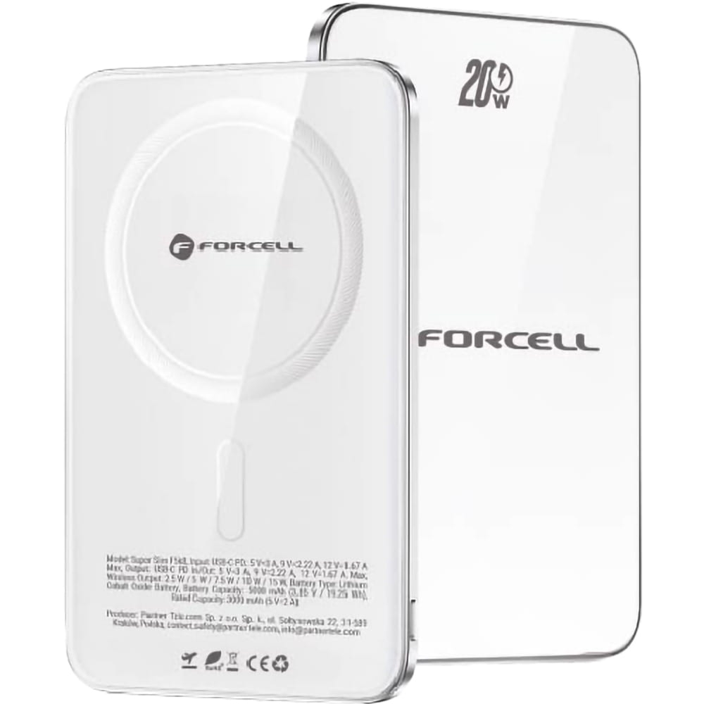 Cienki powerbank indukcyjny 5000mAh Qi2 Forcell