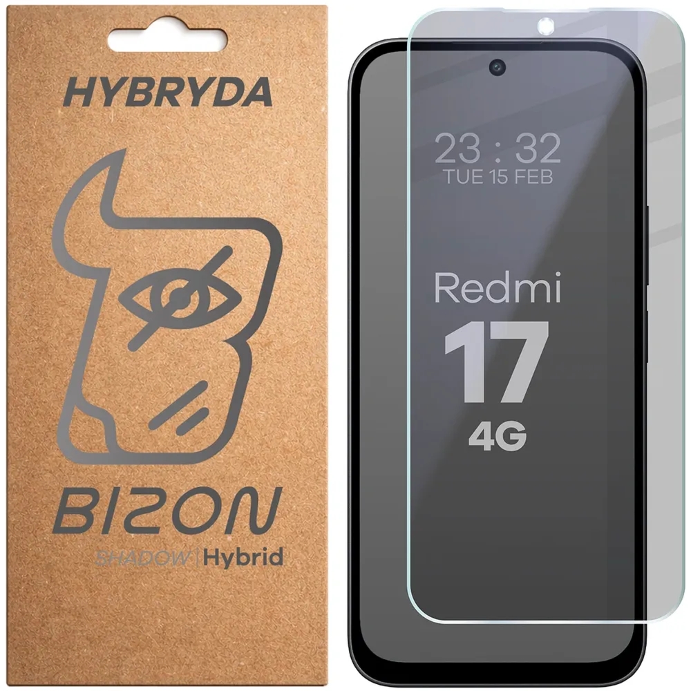Prywatyzujące szkło hybrydowe Bizon Hybrid Shadow do Xiaomi Redmi 17 4G, matowe