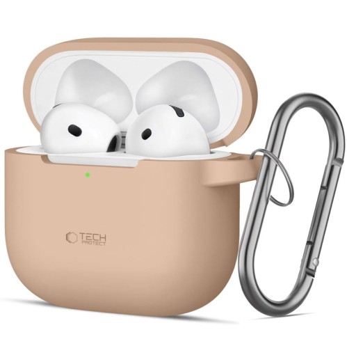 Image of Etui Tech-Protect Silicone Hook do Apple AirPods 4, piaskowe