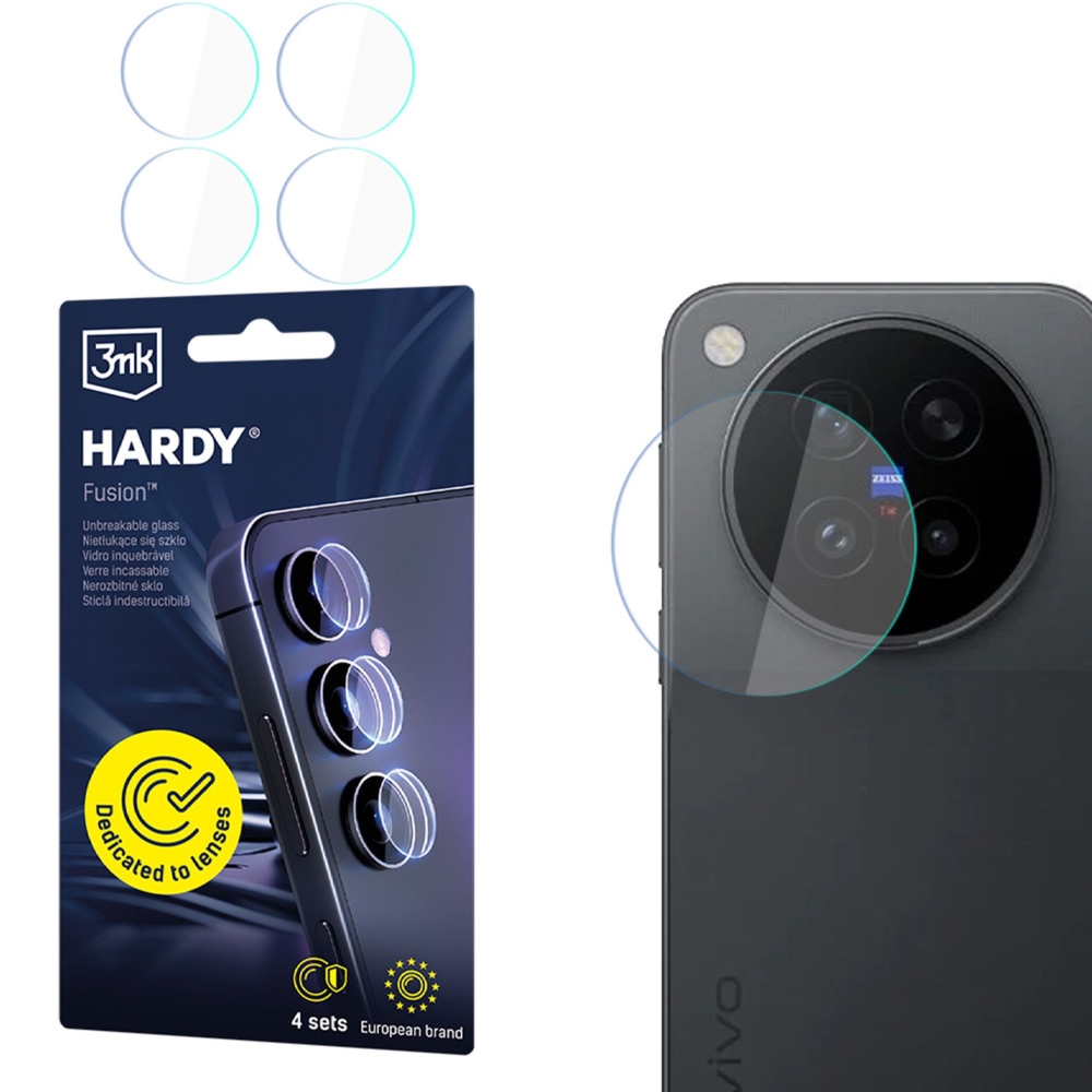 4x Szkło hybrydowe na soczewki aparatu, 3mk Hardy Fusion Lens Protection do Vivo X500 Pro