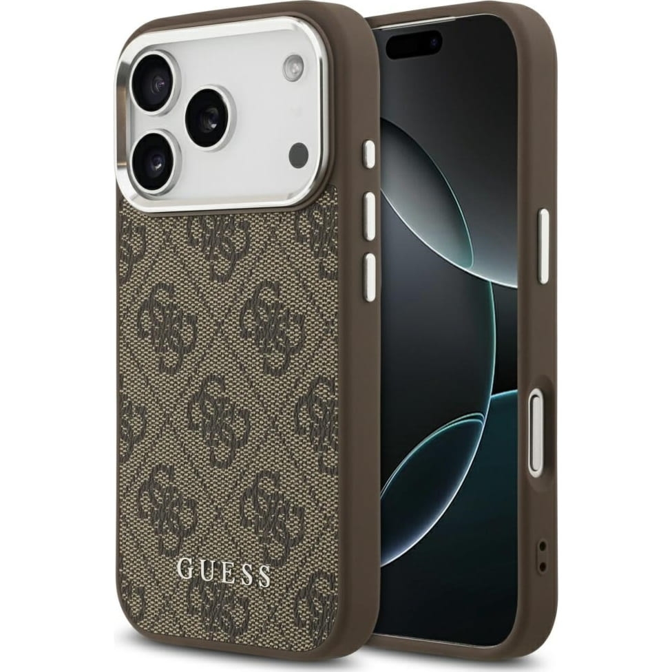 OUTLET: Etui Guess Hardcase 4G Classic Logo MagSafe do iPhone 17 Pro Max, brązowe