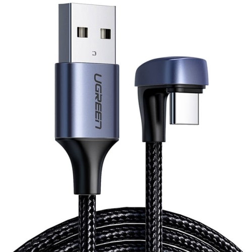 Image of Kabel kątowy Ugreen USB-A / USB-C Quick Charge 3.0, 1 m, czarny