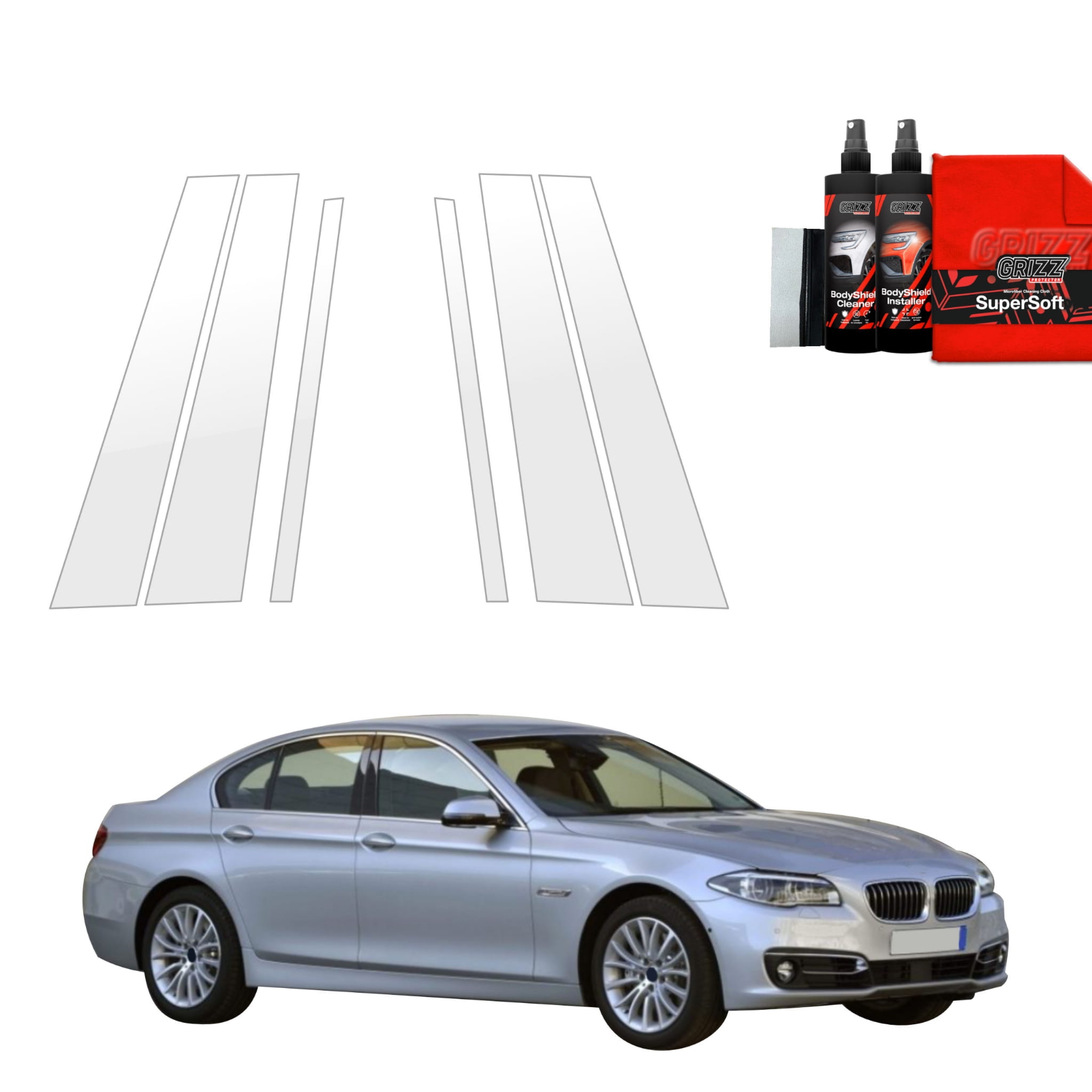 6w1 Folia ochronna na słupki Grizz Protector do BMW 5 F10 Sedan LCI (2012-2017)