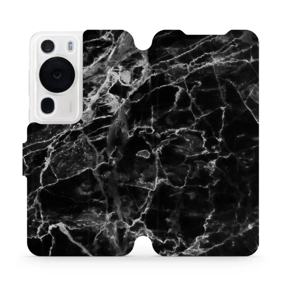 Etui z klapką do Huawei P60 Pro, Mobiwear Book, czarny marmur