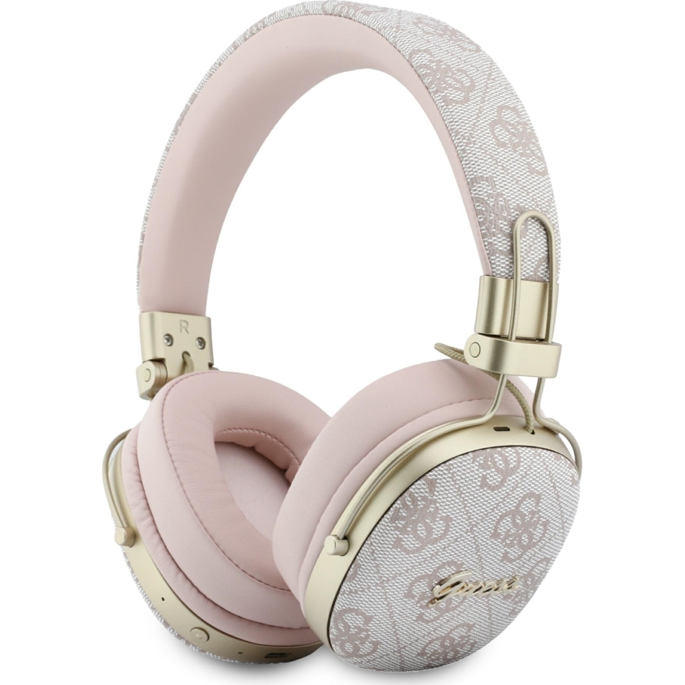Bezprzewodowe słuchawki nauszne Guess ENC Metal 4G Script Logo Bluetooth 5.4, różowe