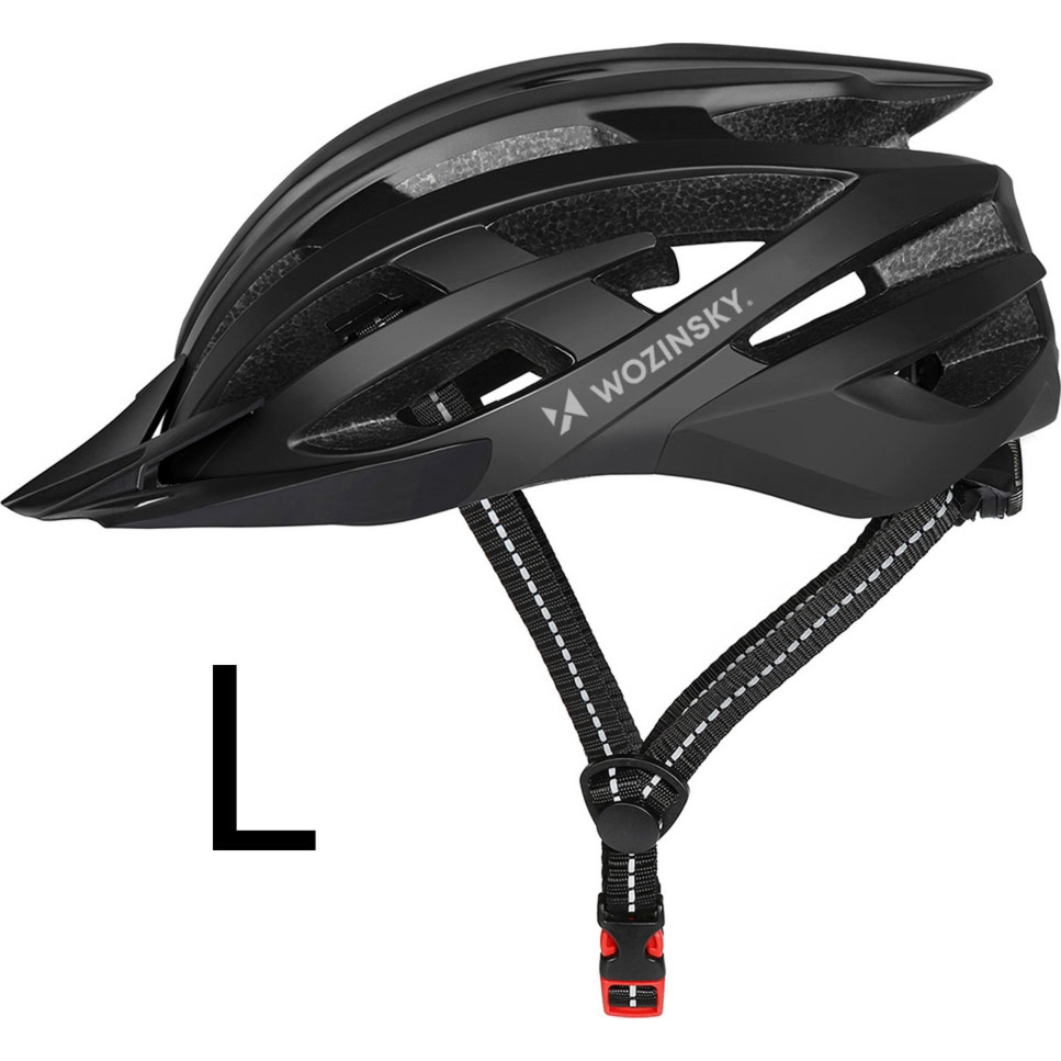 Kask rowerowy MTB Wozinsky HT-28VCD z odpinanym daszkiem i tylną lampką USB 57-62 cm rozmiar L, czarny