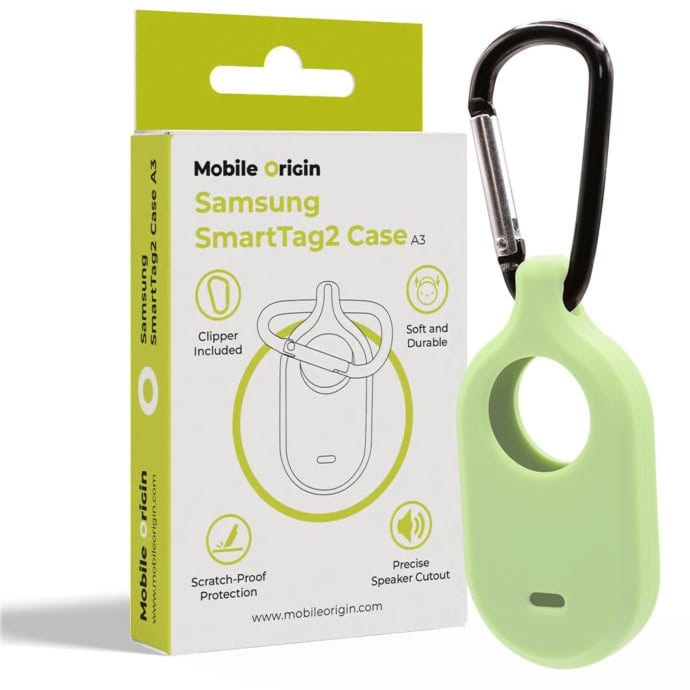 Etui / brelok Mobile Origin Case A3 do Samsung SmartTag2, zielone świecące w ciemności