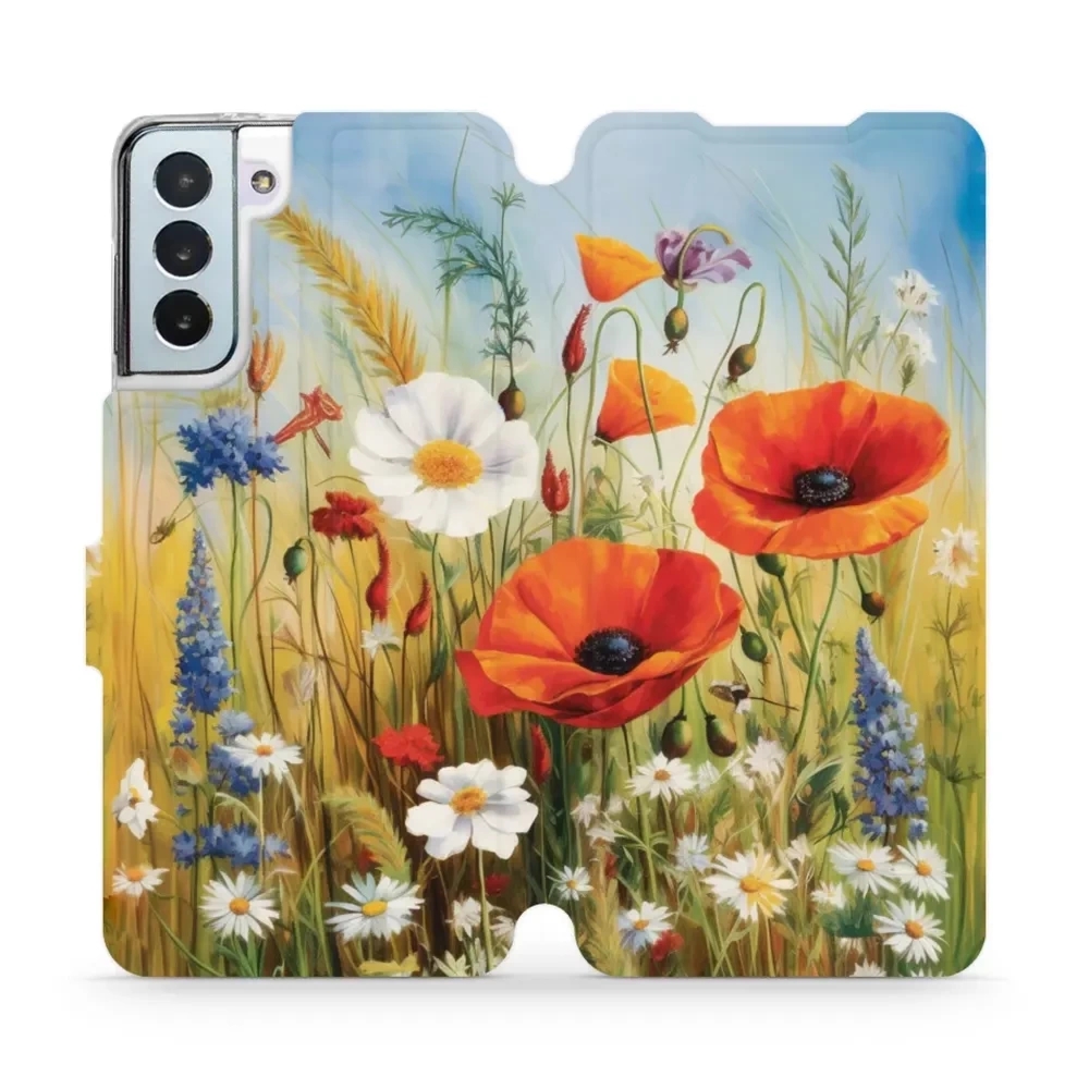 Etui z klapką do Galaxy S21 Plus, Mobiwear Book, łąkowe kwiaty