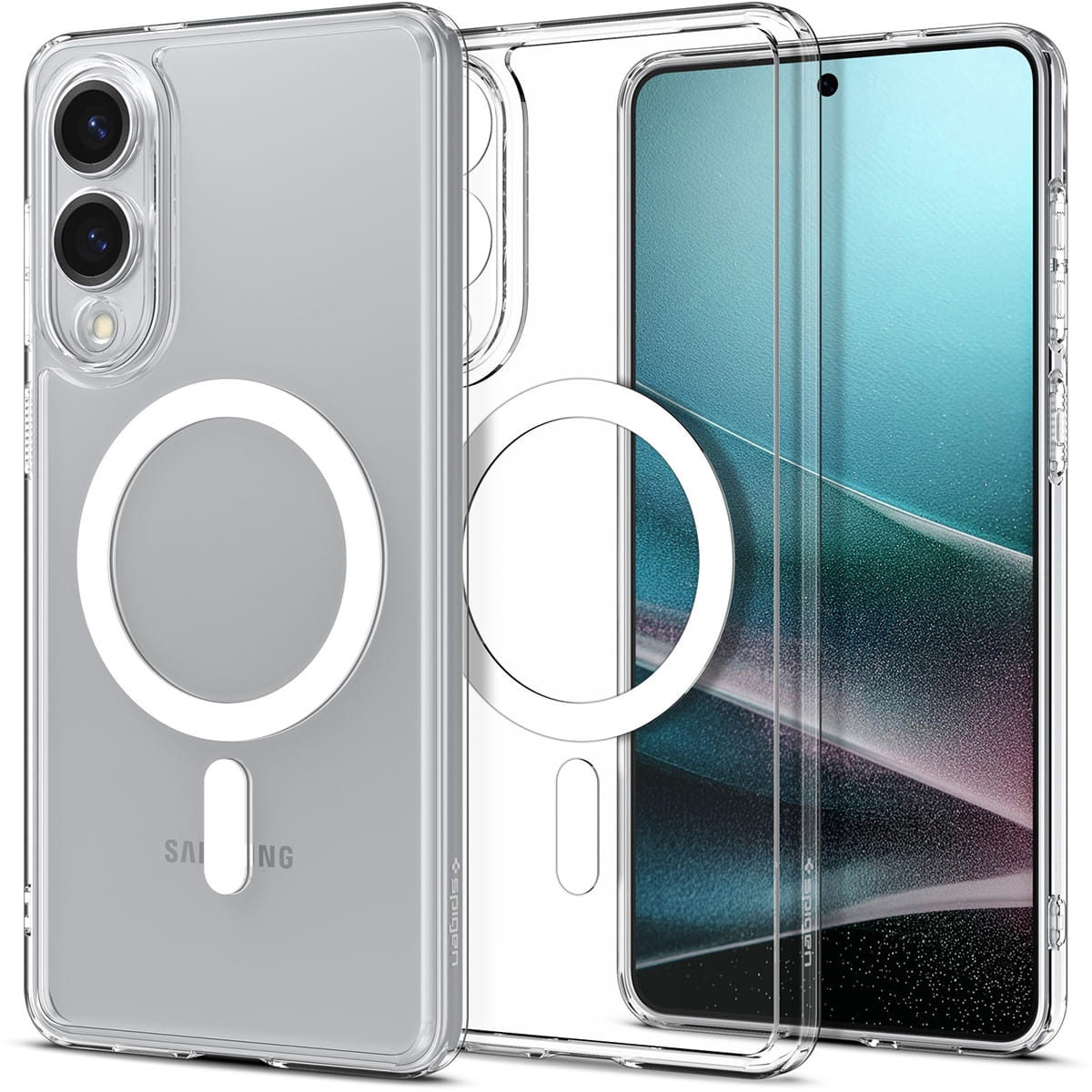 Image of Etui Spigen Ultra Hybrid Mag do MagSafe do Galaxy S25 Edge, przezroczysto-białe