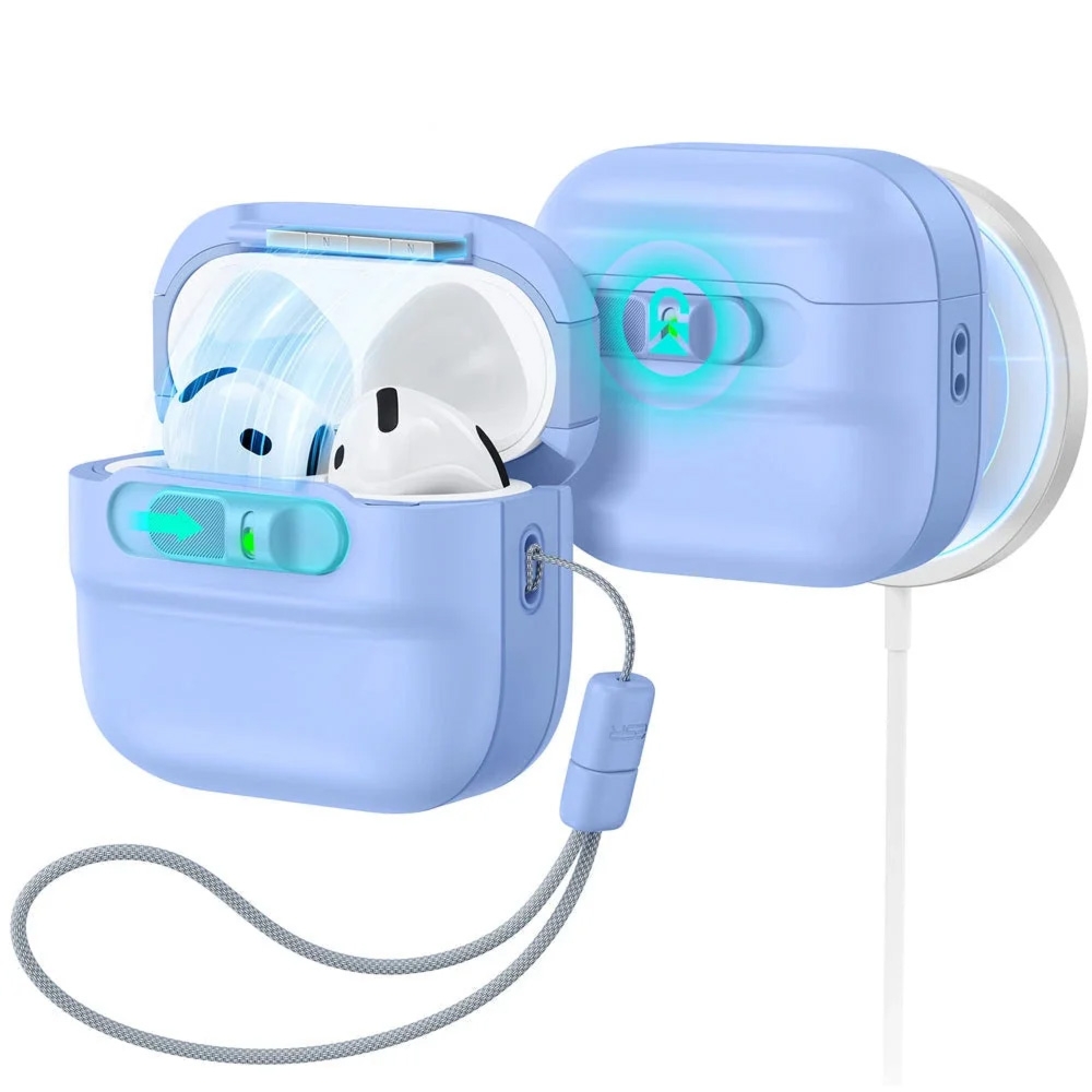 Etui ESR FlickLock Magnetic Case do MagSafe do Apple AirPods 4, Apple AirPods 5, niebieskie