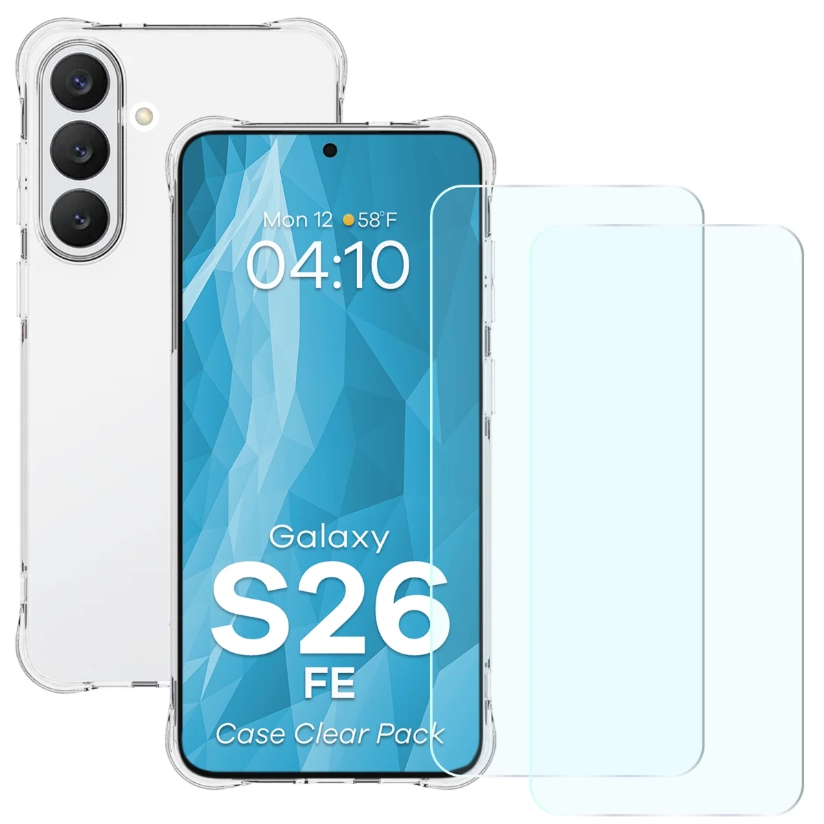 Elastyczne etui + 2x szkło hartowane Bizon Case Clear Pack do Galaxy S26 FE