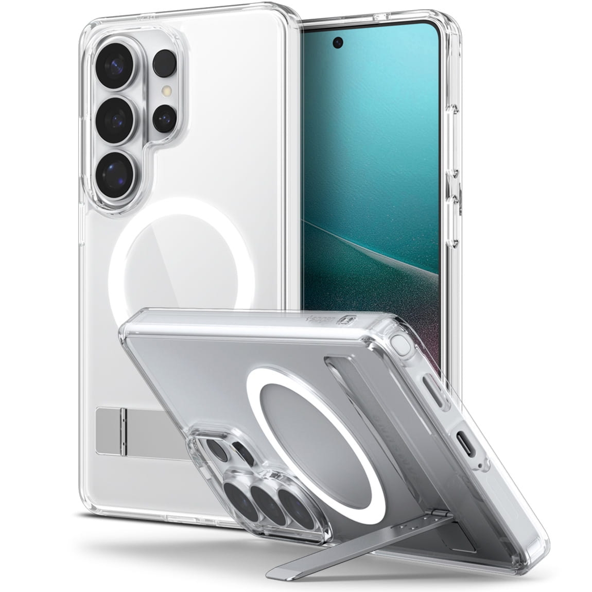 Etui Spigen Ultra Hybrid S Mag do MagSafe do Galaxy S26 Ultra, przezroczysto-białe