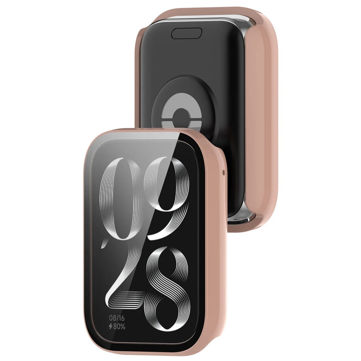 Etui ze szkłem do zegarka Bizon Case Watch Adamo do Xiaomi Smart Band 10 Pro, różowe