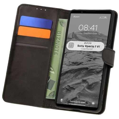 Image of Etui z klapką Bizon Case Pocket do Sony Xperia 1 VI, czarne