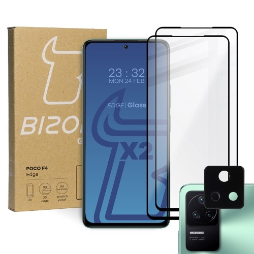 Image of Szkło hartowane Bizon Glass Edge - 2 sztuki + ochrona na obiektyw, Xiaomi Poco F4