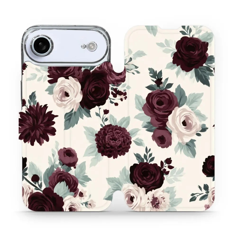 Etui z klapką do iPhone Air, Mobiwear Book, róże z szałwią na kremie