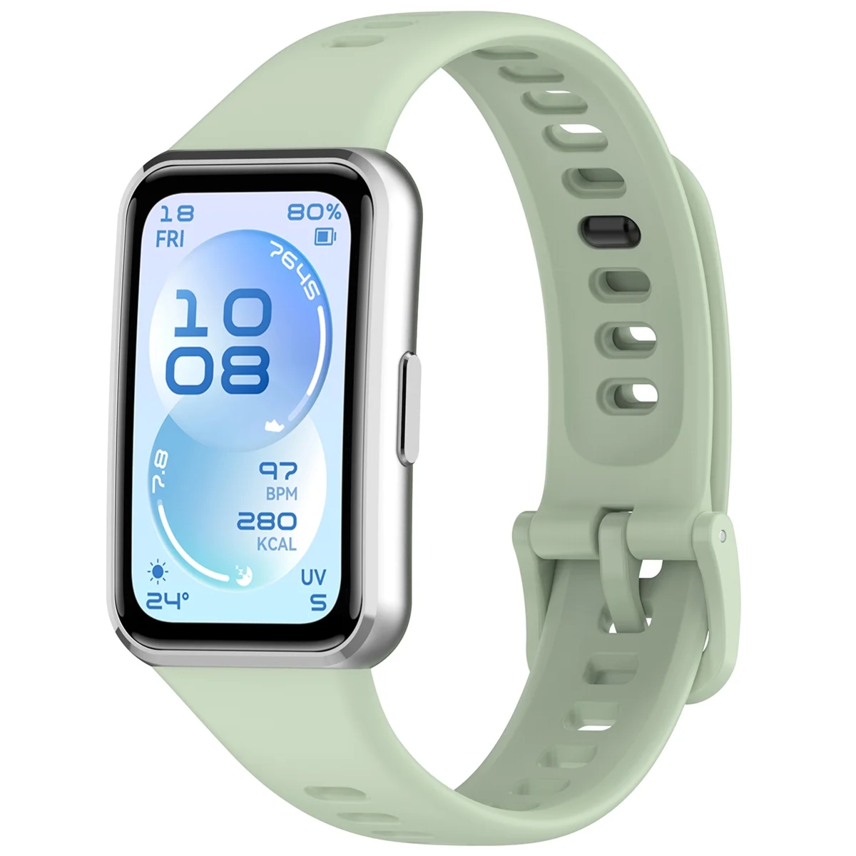 Silikonowy pasek Bizon Strap Watch Silicone do Huawei Band 11 / 11 Pro, jasnozielony